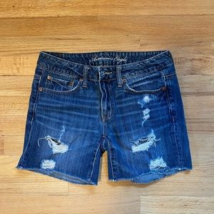 American Eagle women’s distressed low-rise jean shorts.